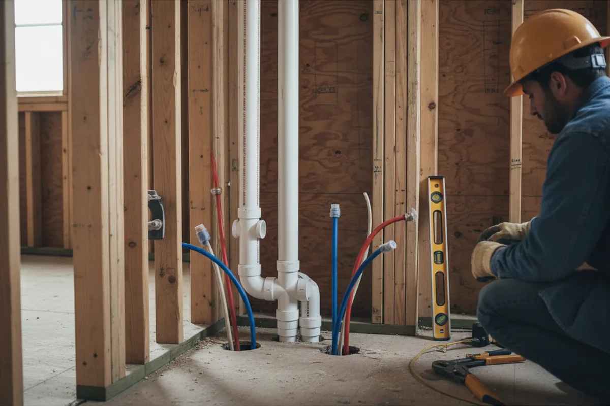 Drain and supply rough-in during Sump Pump Repair in Horseshoe Bay