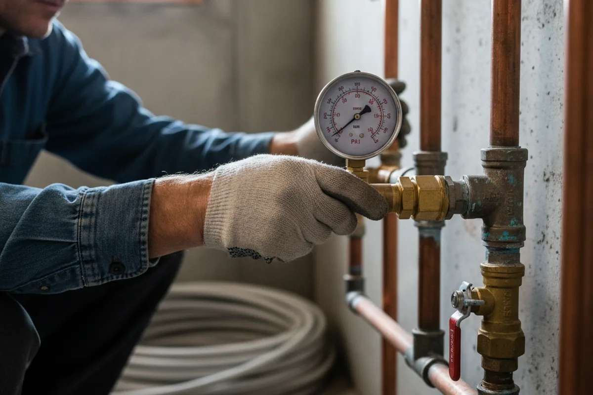 Pressure testing a repaired line during Water Line Repair in Horseshoe Bay